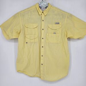 Columbia Shirt Mens XLT‎ PFG Vented Fishing Omni Shade Button Up Yellow
